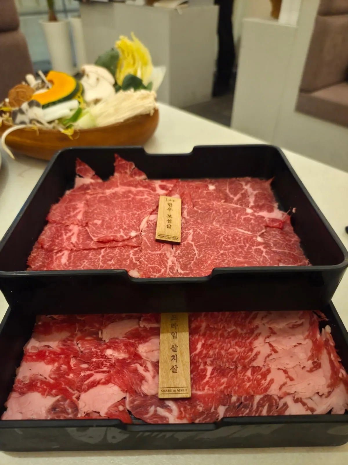 Full visual of the shabu-shabu spread at Shabu in Seoul Hapjeong Branch
