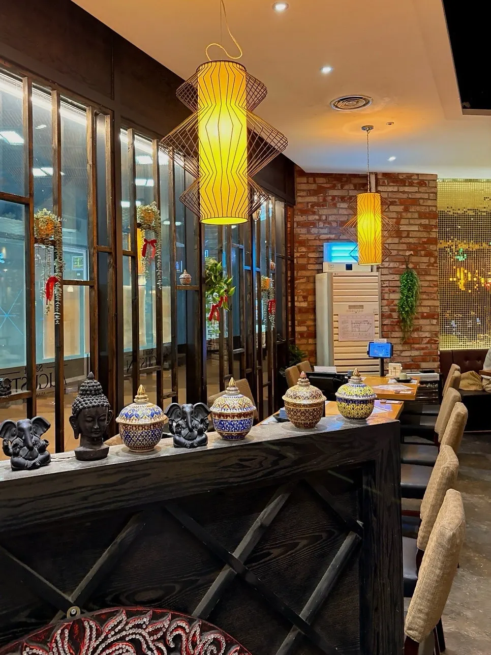 Thai-inspired restaurant with cozy lighting