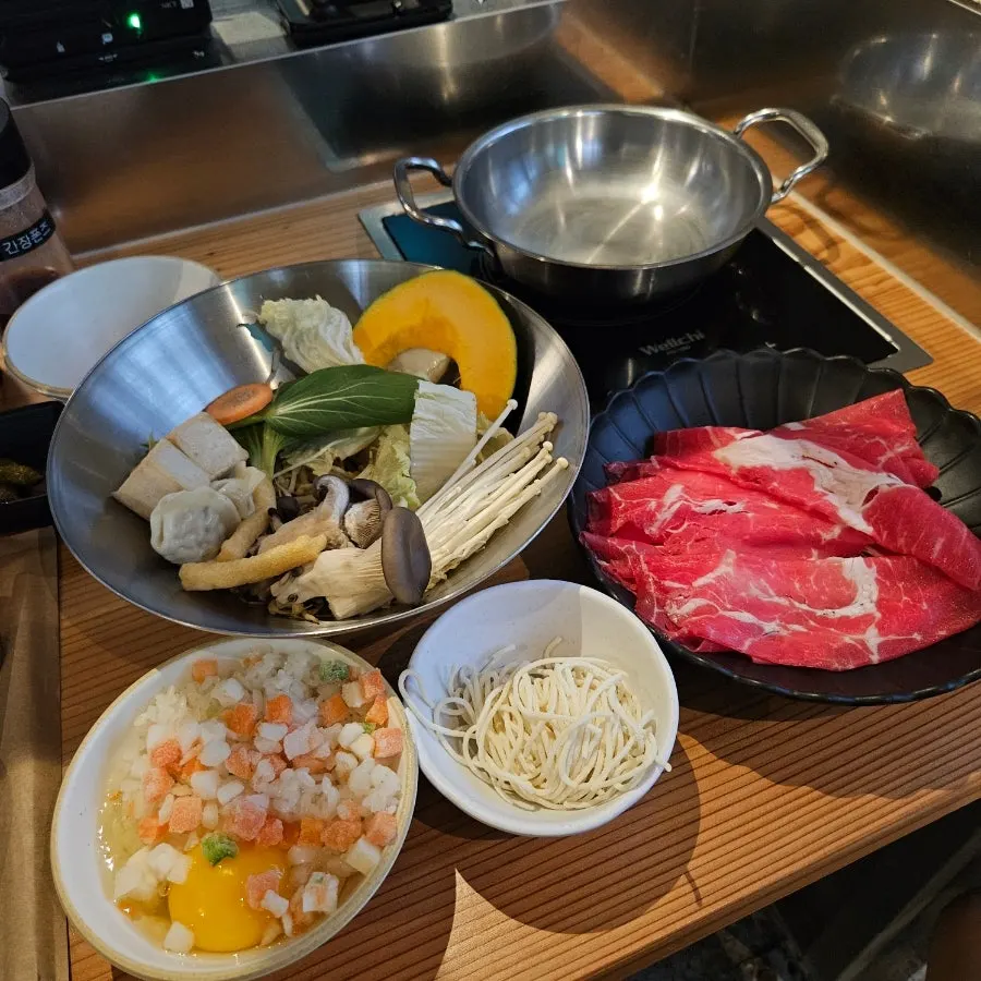 맑은탕샤브 1인 상차림 전체