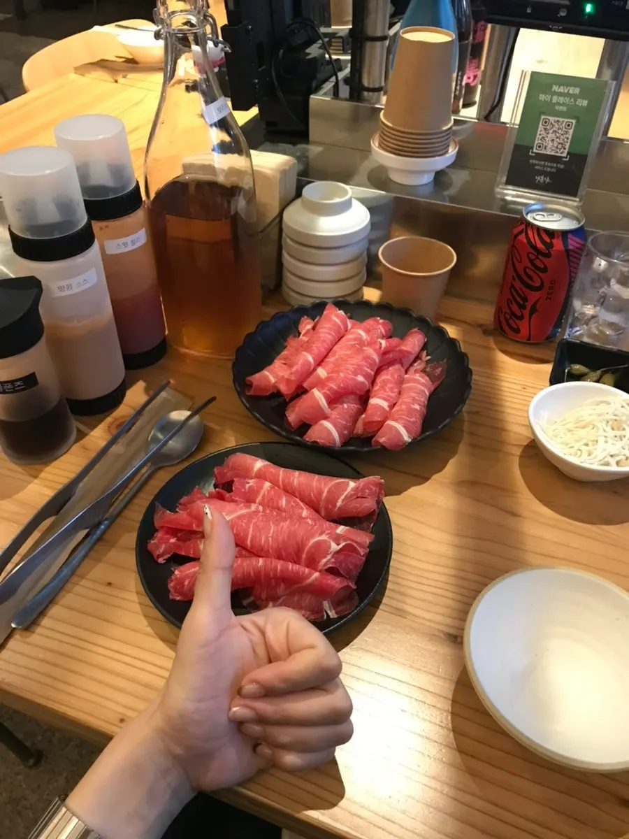 Plate of added extra shabu-shabu meat