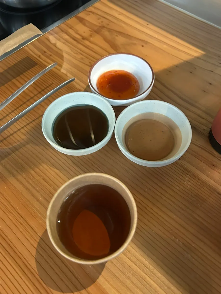 Set sauces and barley tea