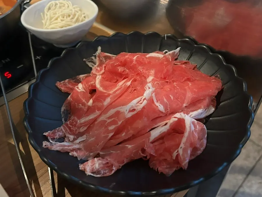 Generous thinly sliced shabu-shabu meat
