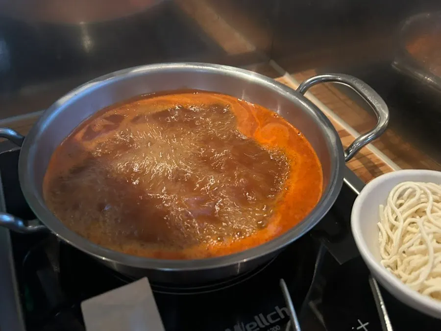 Shabu-shabu broth bubbling away