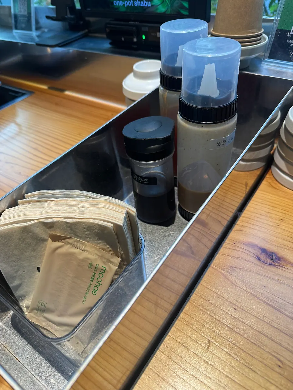 Napkins and wet wipes on the table