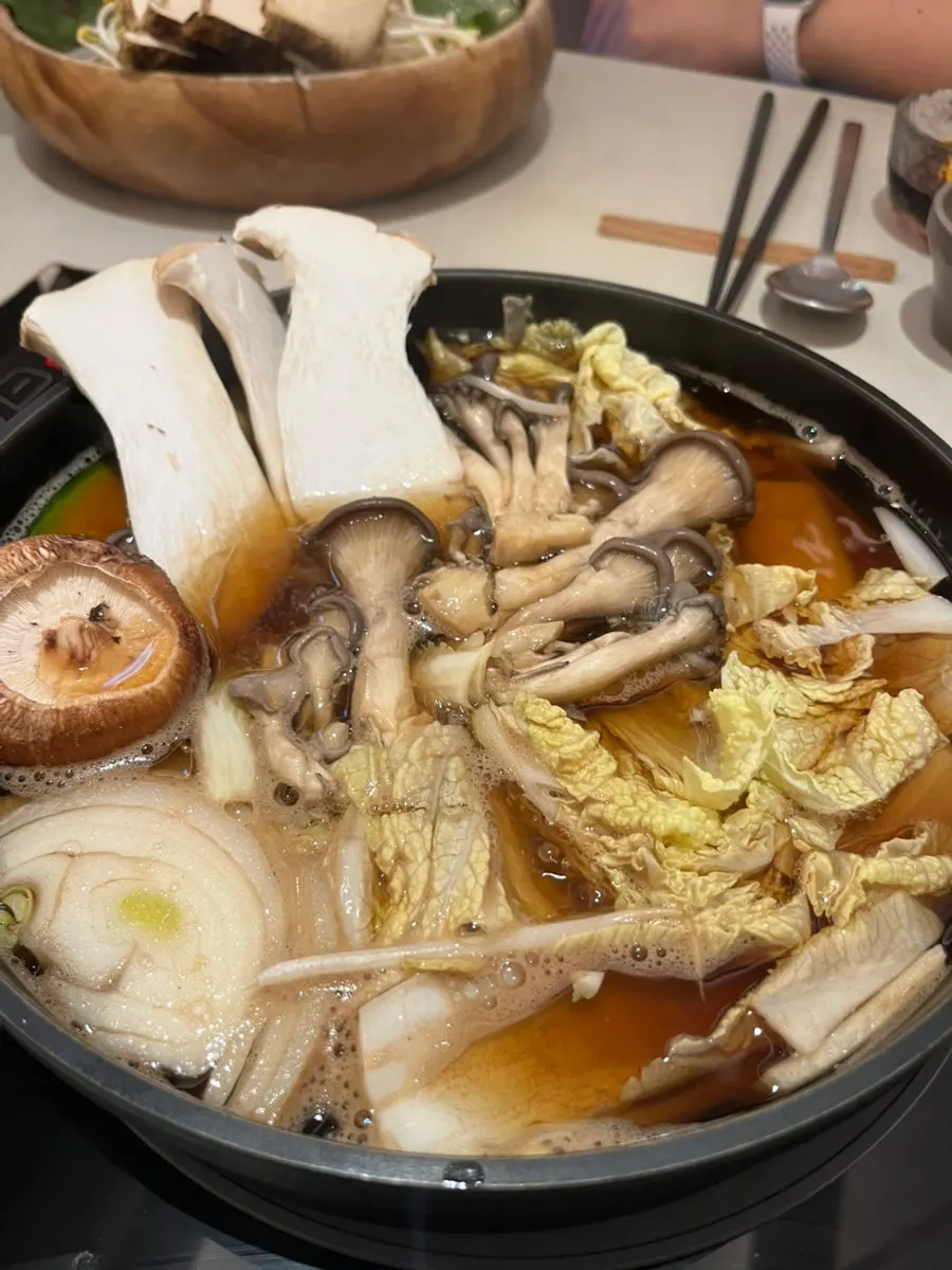 Neatly arranged shabu-shabu vegetables