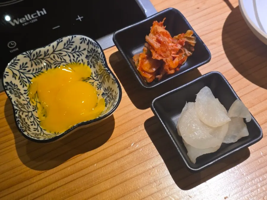 Basic side dish spread at Nahonsha