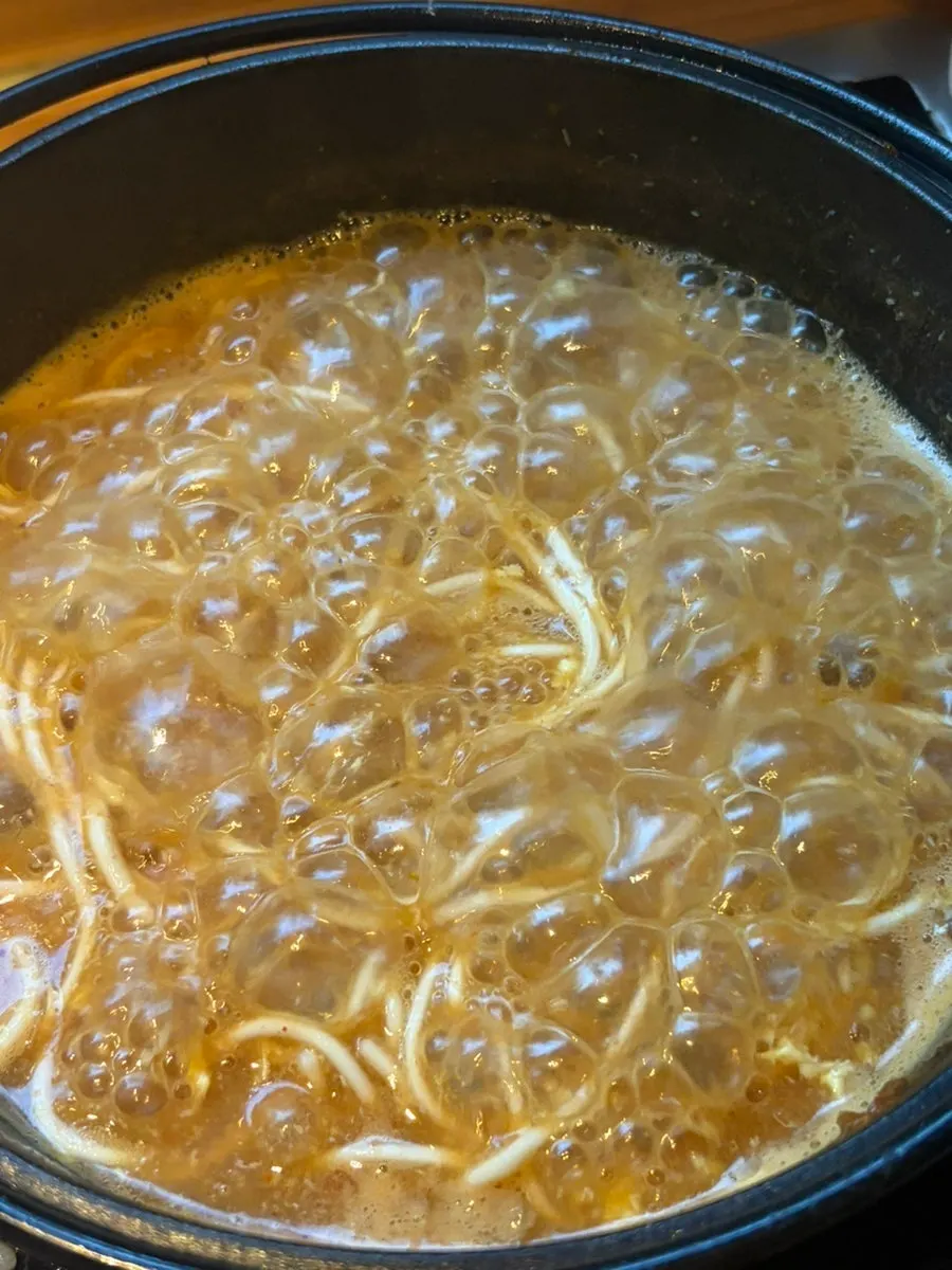 밥까지 넣어 마무리한 1인 스키야키