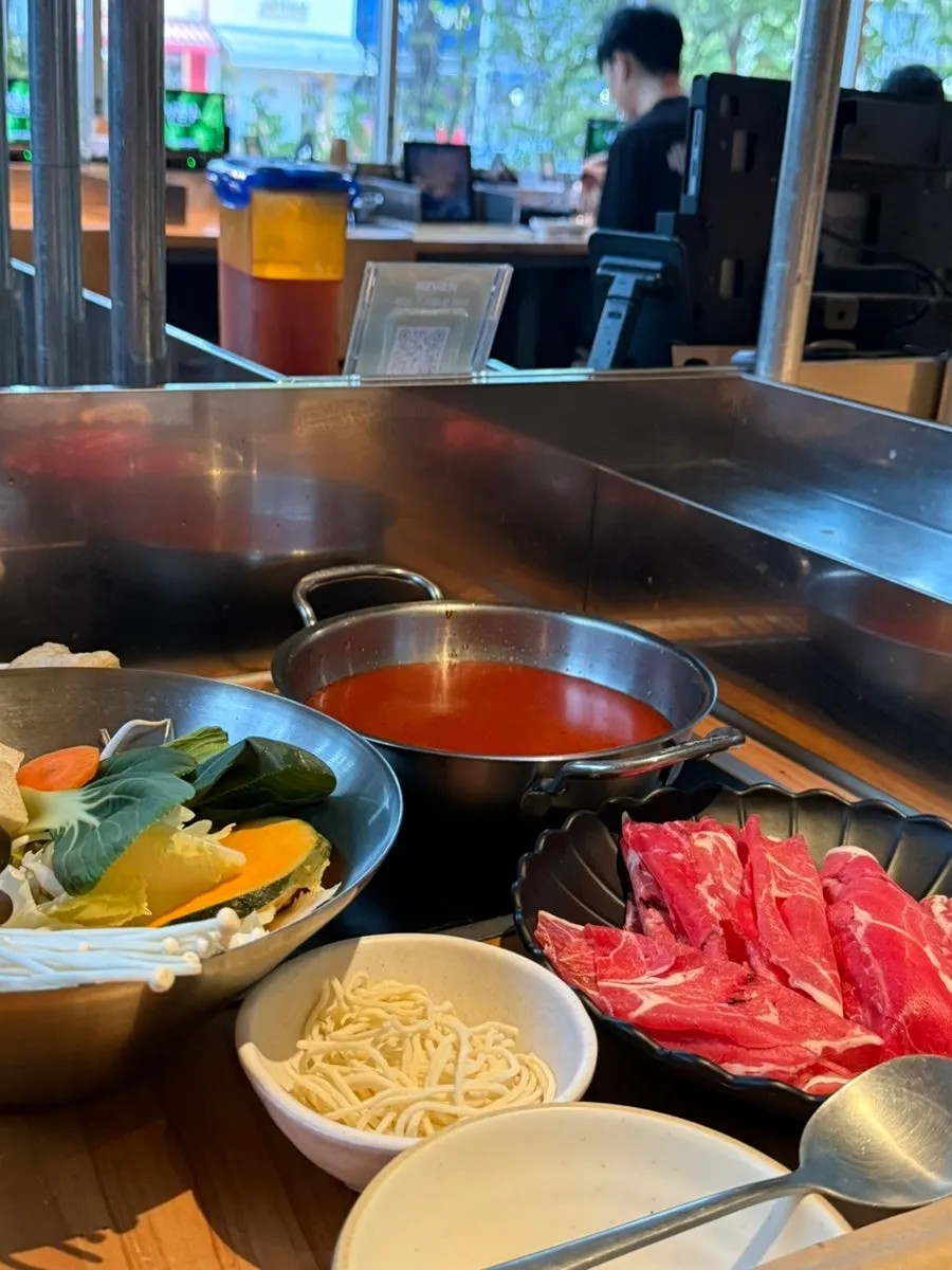 Shabu-shabu ingredients table setting