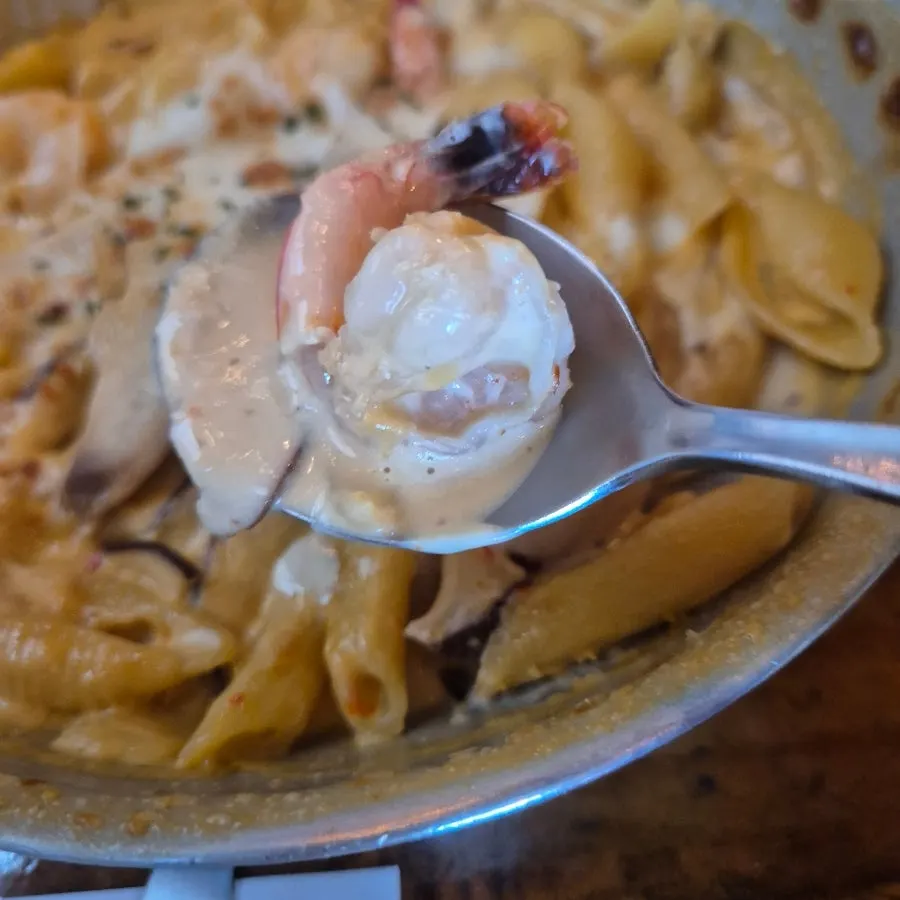 The cream pasta made with penne noodles