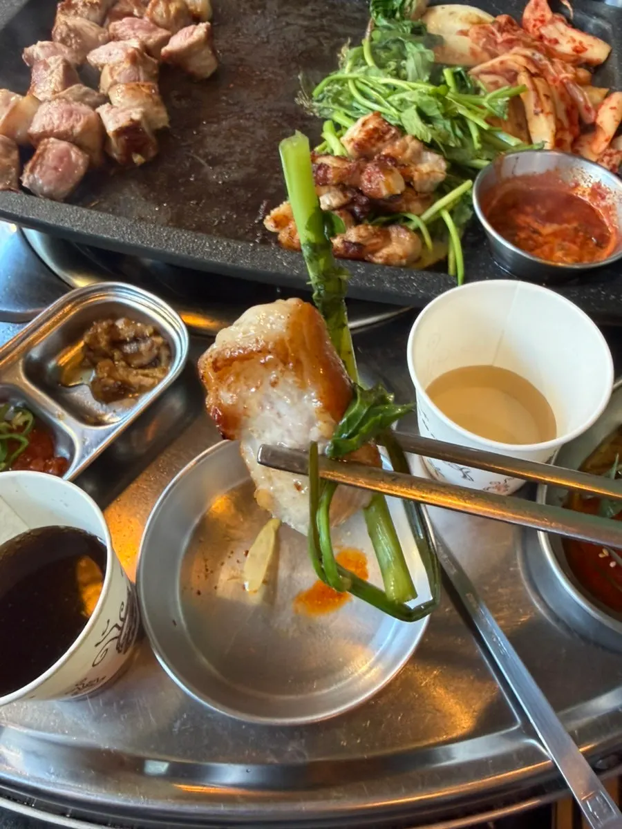 Thick pork neck dipped in salt