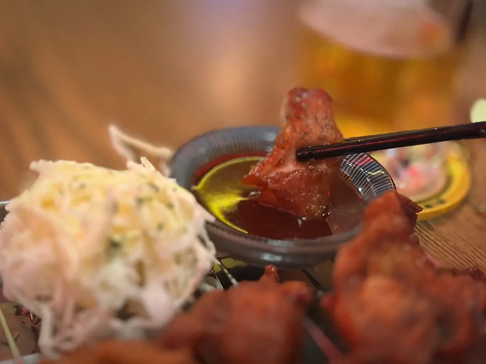 Karaage and cabbage salad