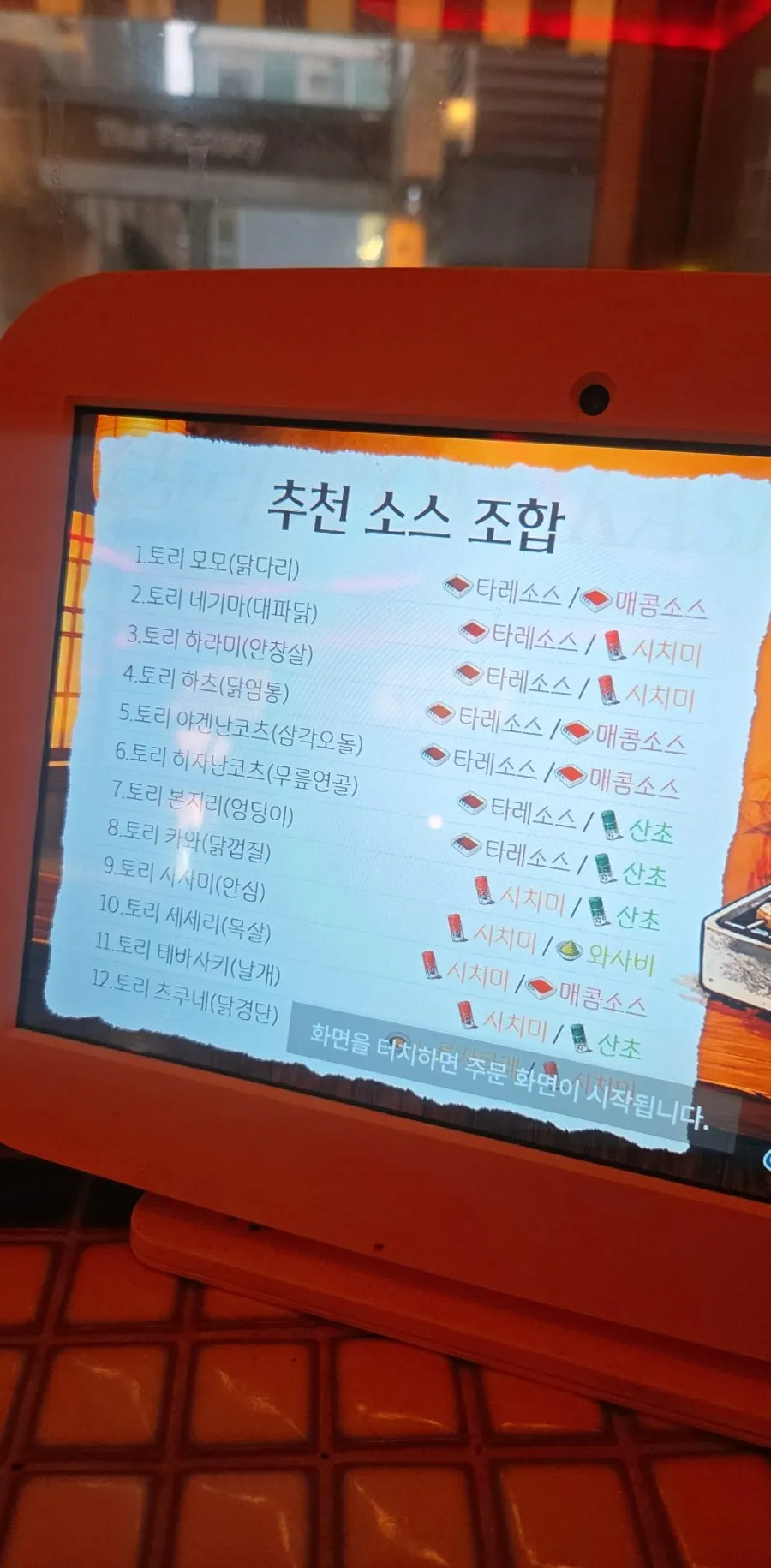 Menu explanation outside the restaurant