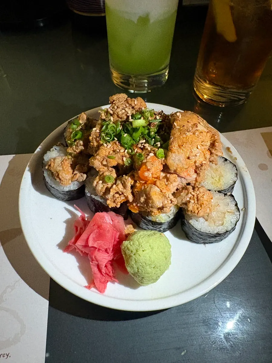 Close-up of ankimo bomb salt gimbap