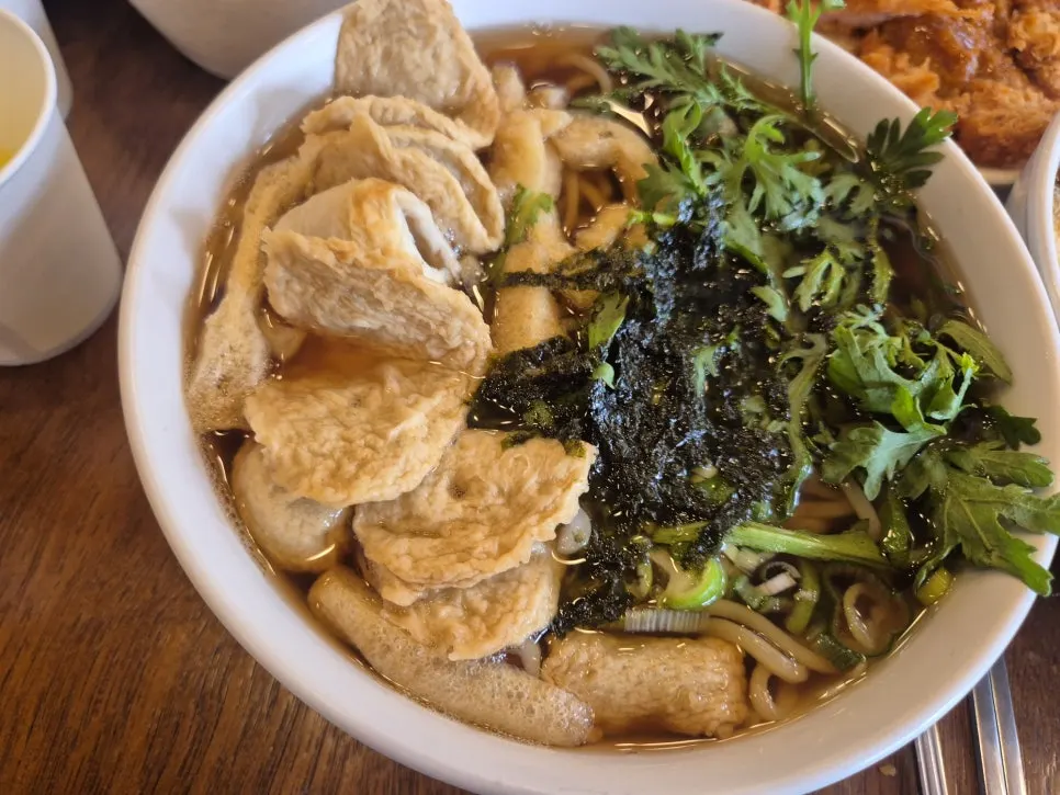 Fish cake udon with several types of fish cakes