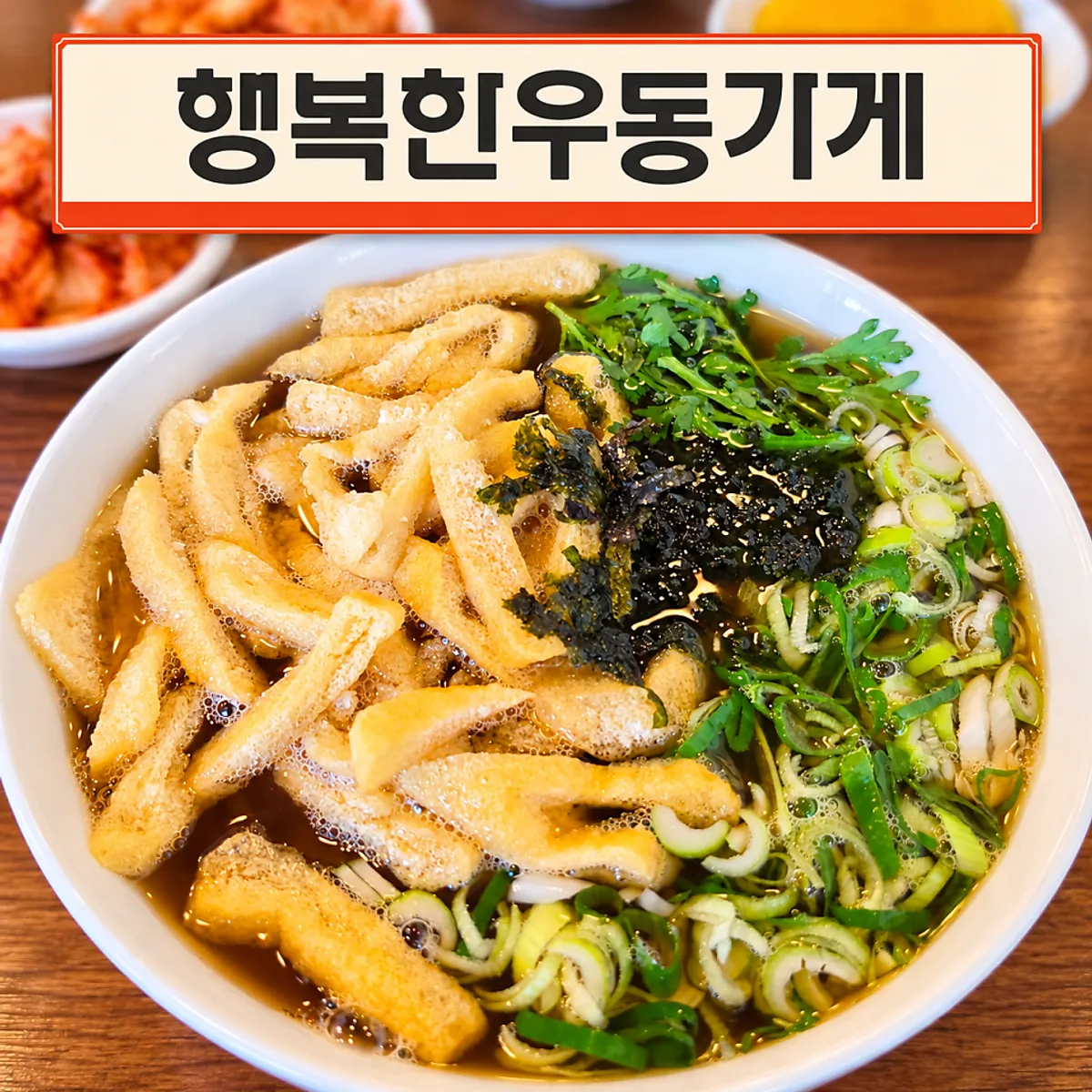 Gakgi udon and old-style pork cutlet spread at Haengbokhan Udon Gage Sinjeongnegeori Station Branch