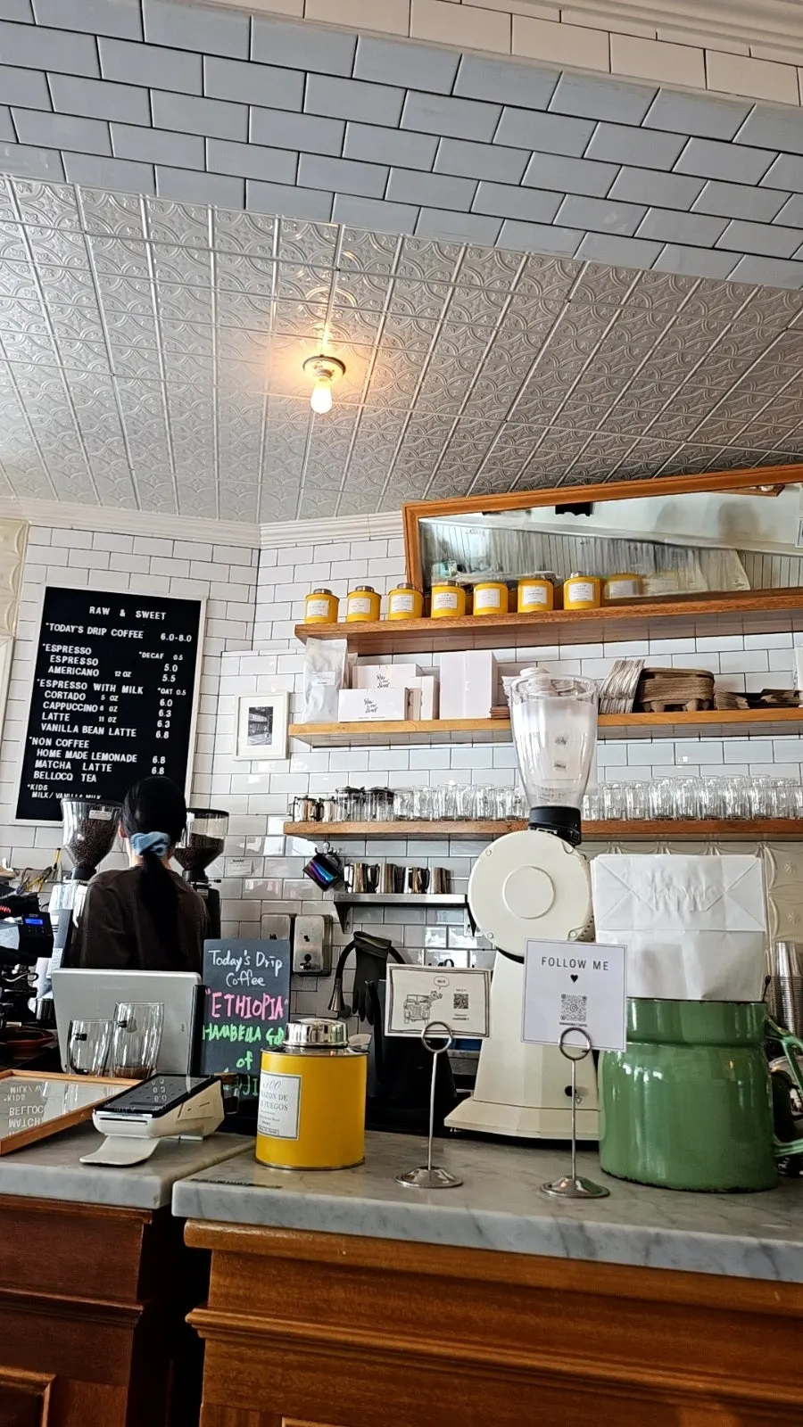 Coffee being made at the Low & Sweet Bakery counter