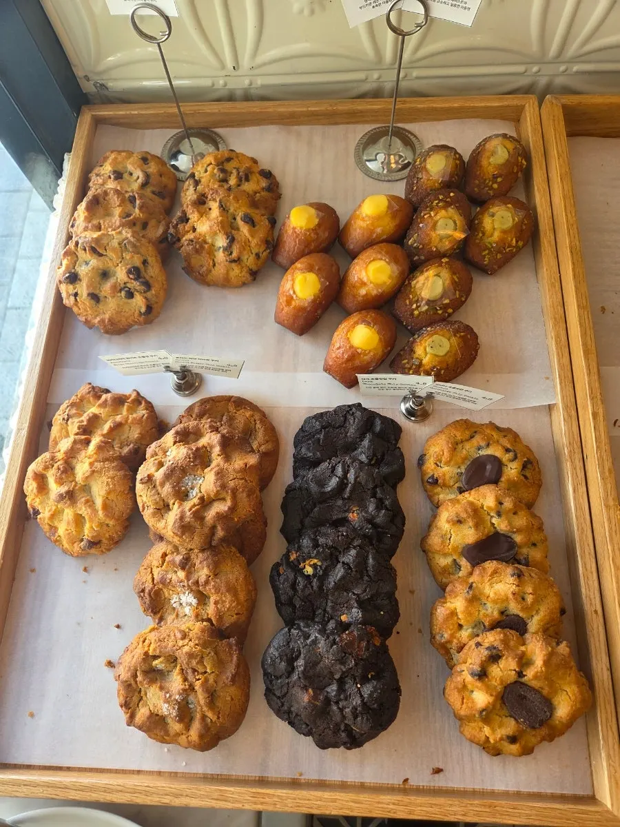 The bakery display case at 1pm