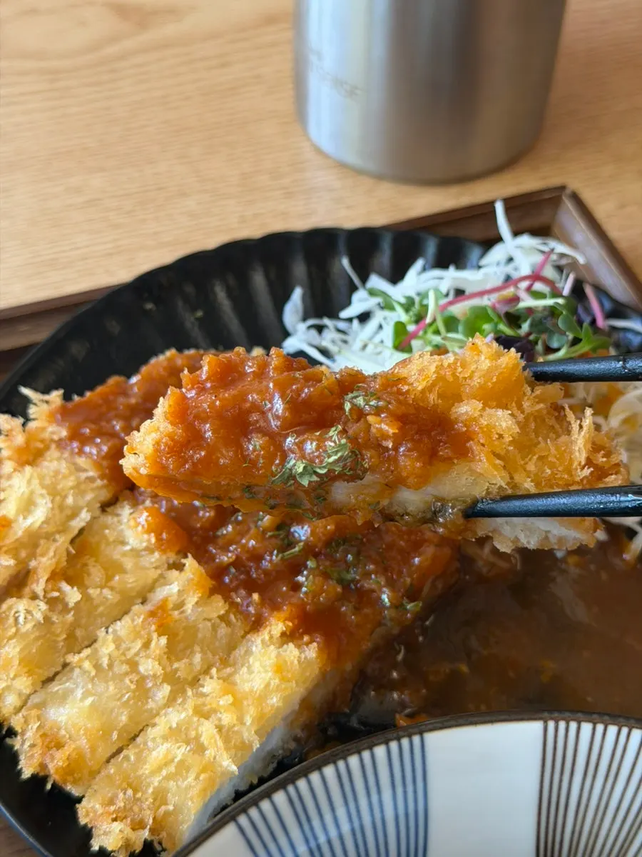 Donkatsu plate served with cabbage salad