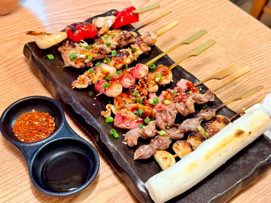 Assorted skewer platter with 10 different kinds