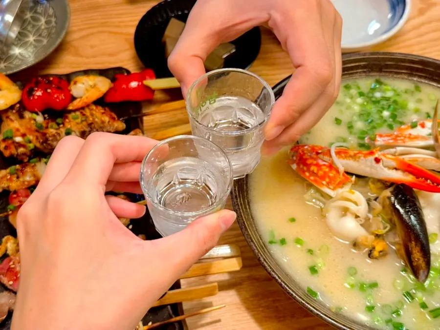 A spoonful of the spicy jjamppong tang broth