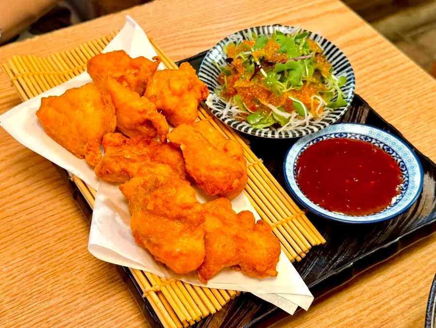 Chicken karaage with a thin, crispy coating