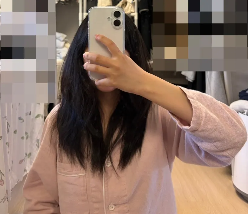 슬릭펌 시술 전 곱슬머리 비포 모습