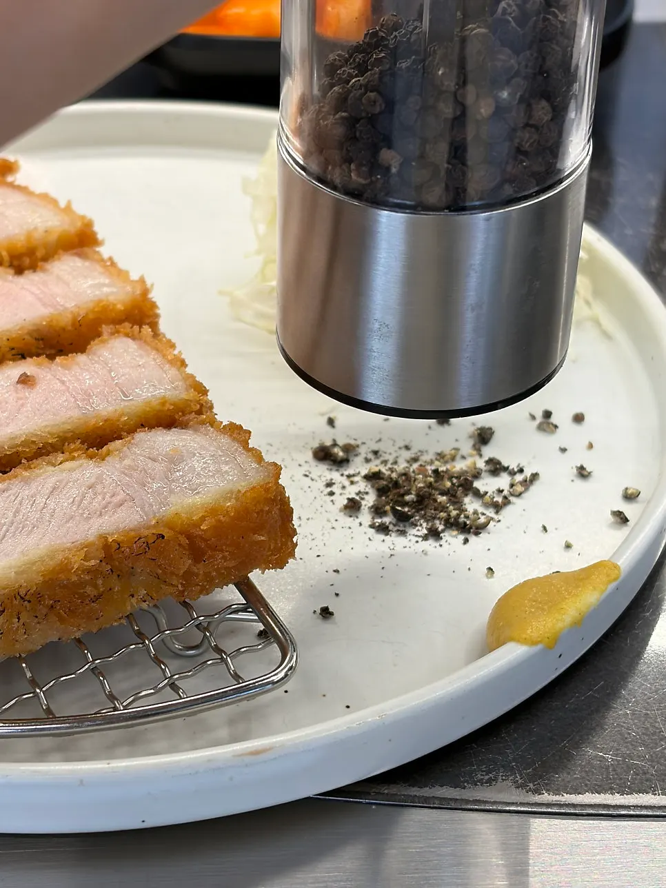 Katsu, rice, and soup laid out together