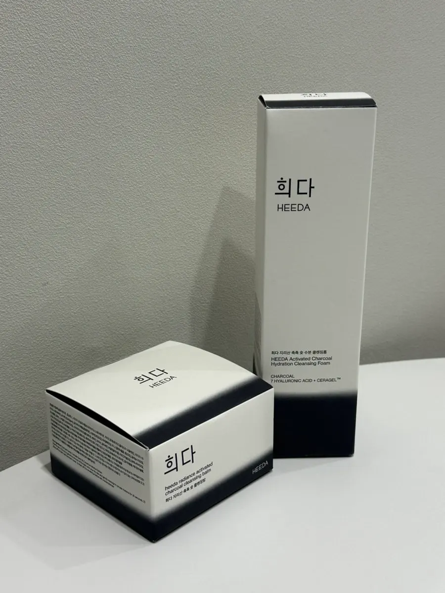 Charcoal cleansing duo for sensitive oily-dehydrated skin: HEEDA