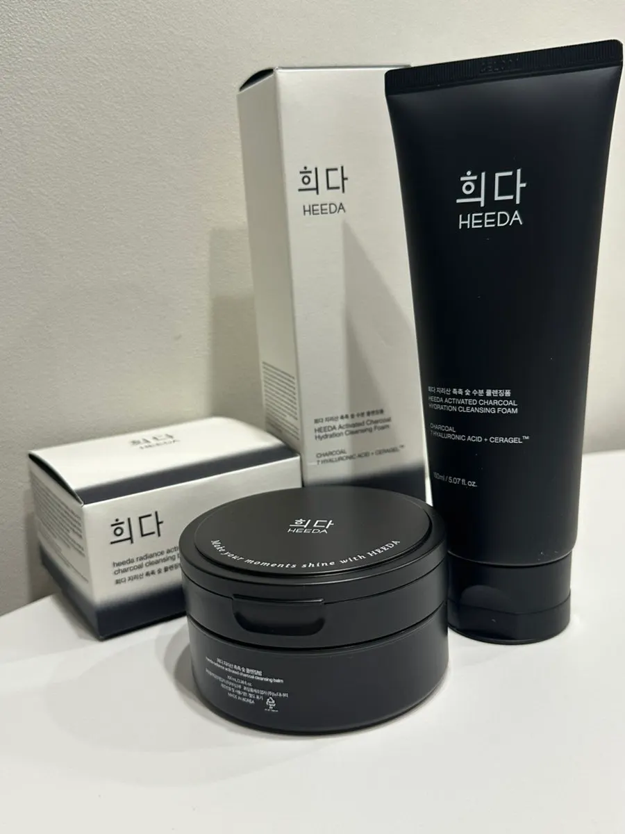 Charcoal cleansing duo for sensitive oily-dehydrated skin: HEEDA