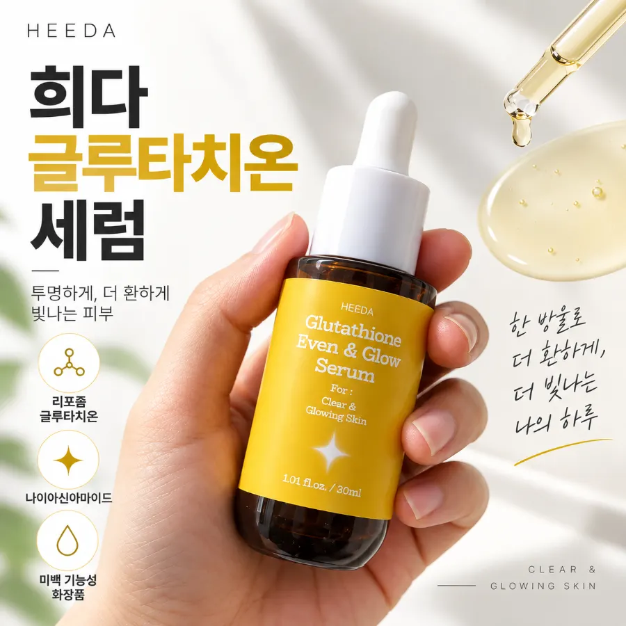 Glutathione serum for morning makeup: Heeda Even & Glow