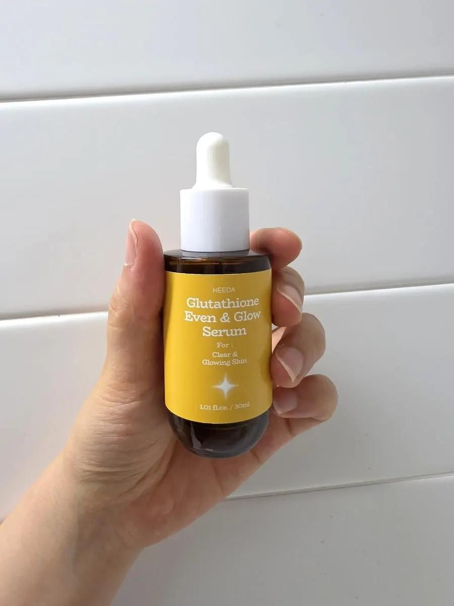 Glutathione serum for morning makeup: Heeda Even & Glow