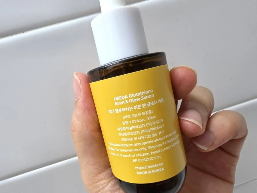 Glutathione serum for morning makeup: Heeda Even & Glow