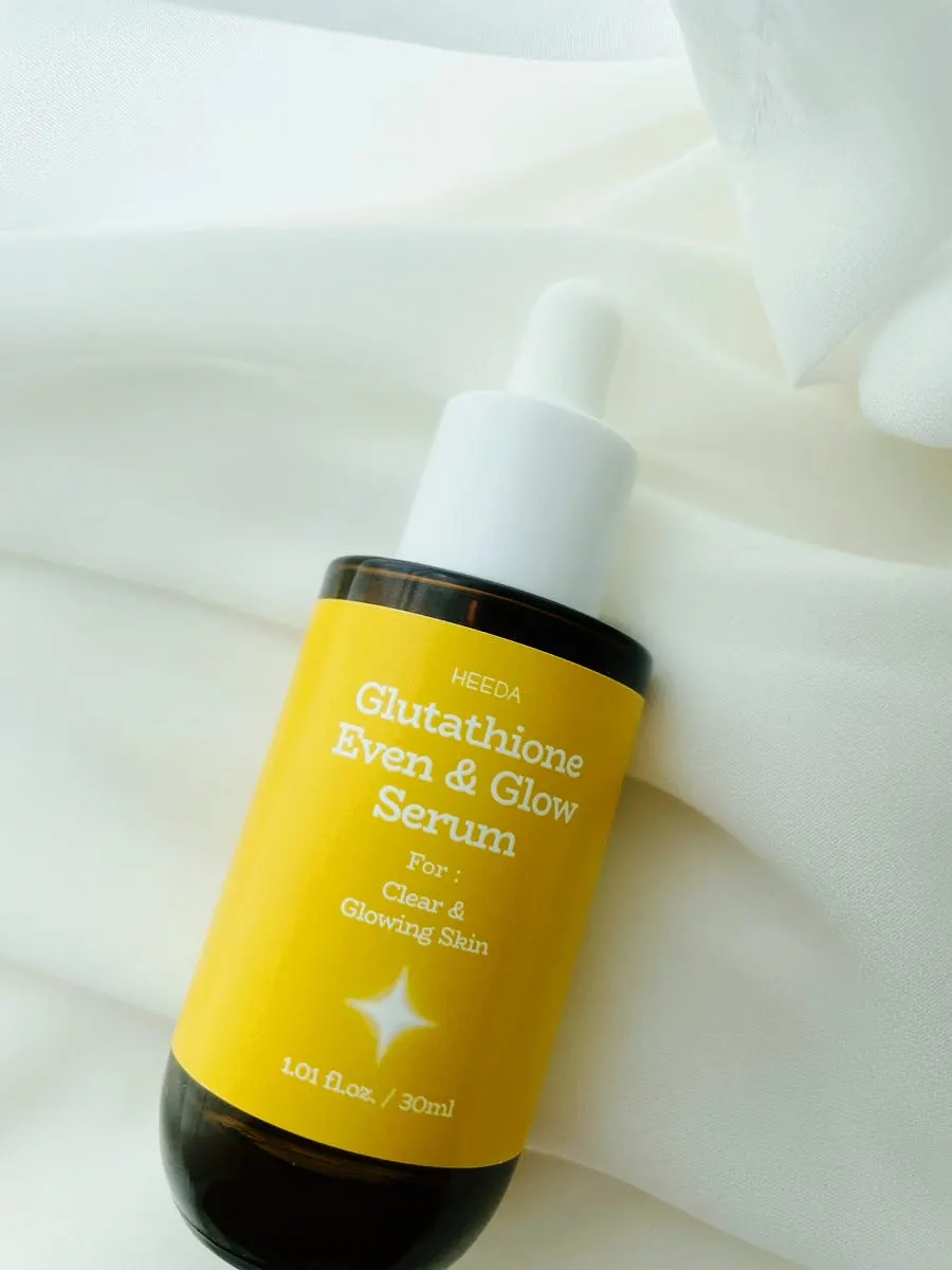 Lightweight morning hydrating serum: HEEDA Glutathione Even & Glow
