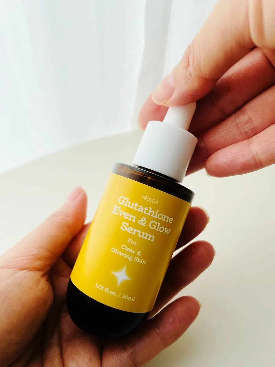 Lightweight morning hydrating serum: HEEDA Glutathione Even & Glow