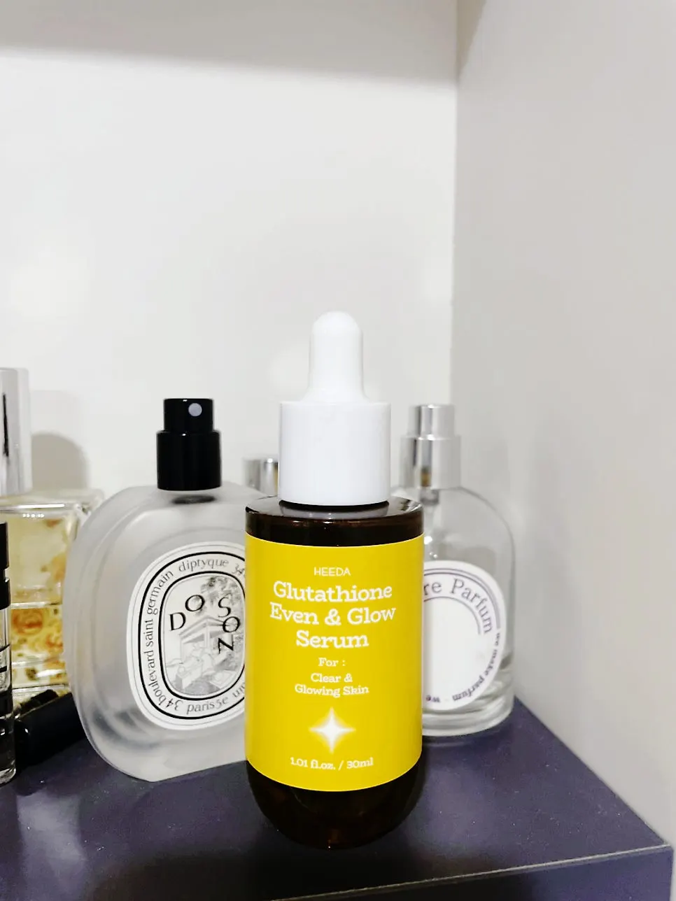 Lightweight morning hydrating serum: HEEDA Glutathione Even & Glow