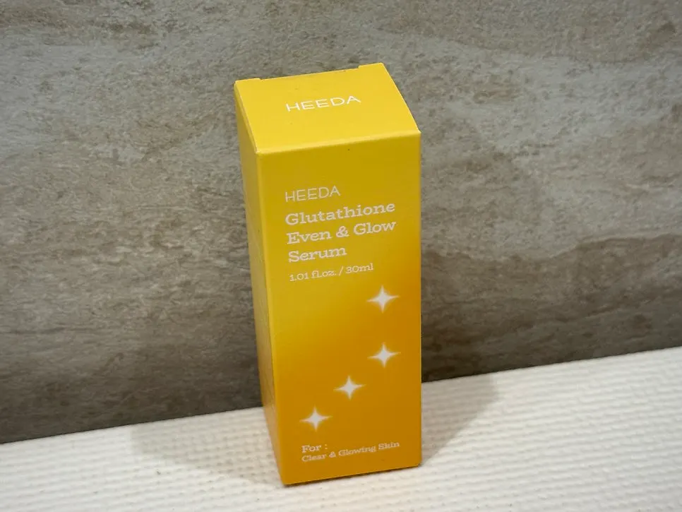 Glutathione brightening serum on dry-yet-oily winter skin: HEEDA
