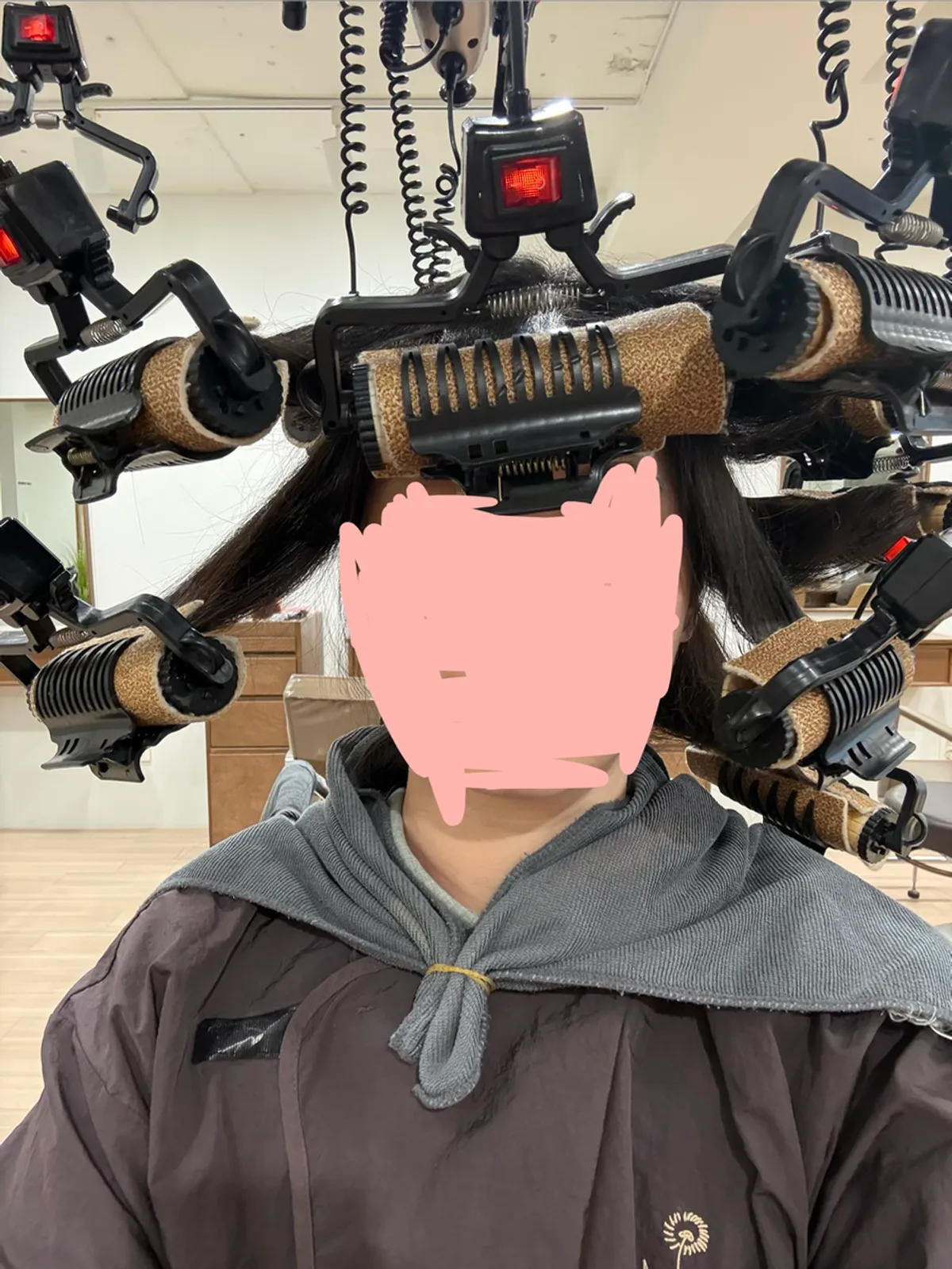 펌 테스트 후 시술 시작 전 모습