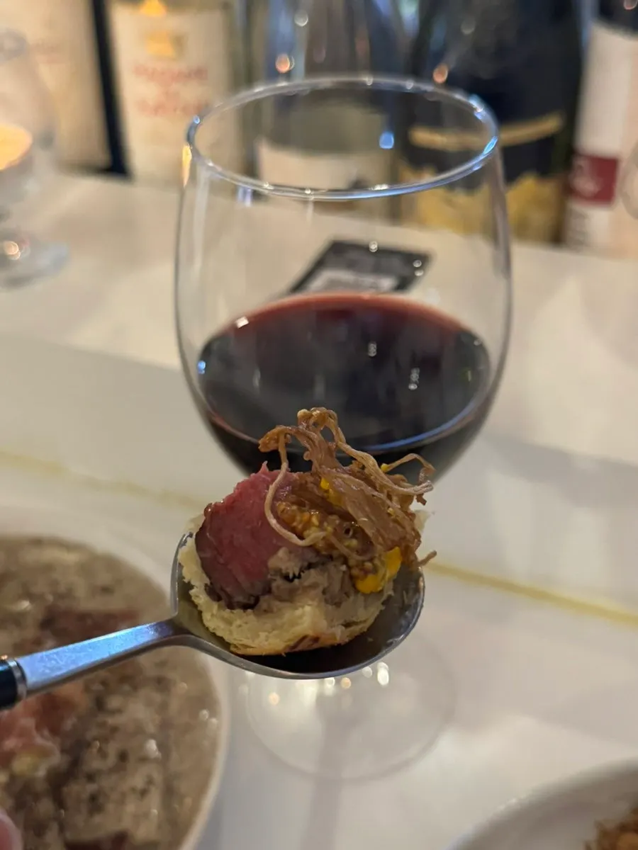 A cross-section of the sliced Beef Wellington