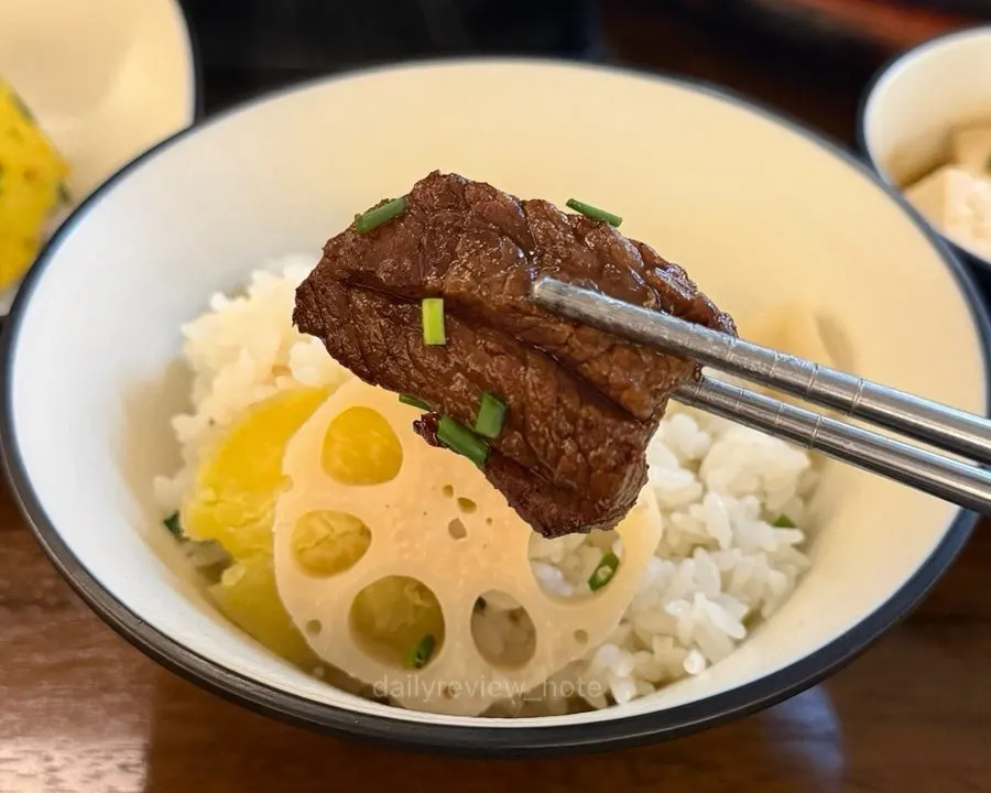 A thickly grilled piece of marinated short rib