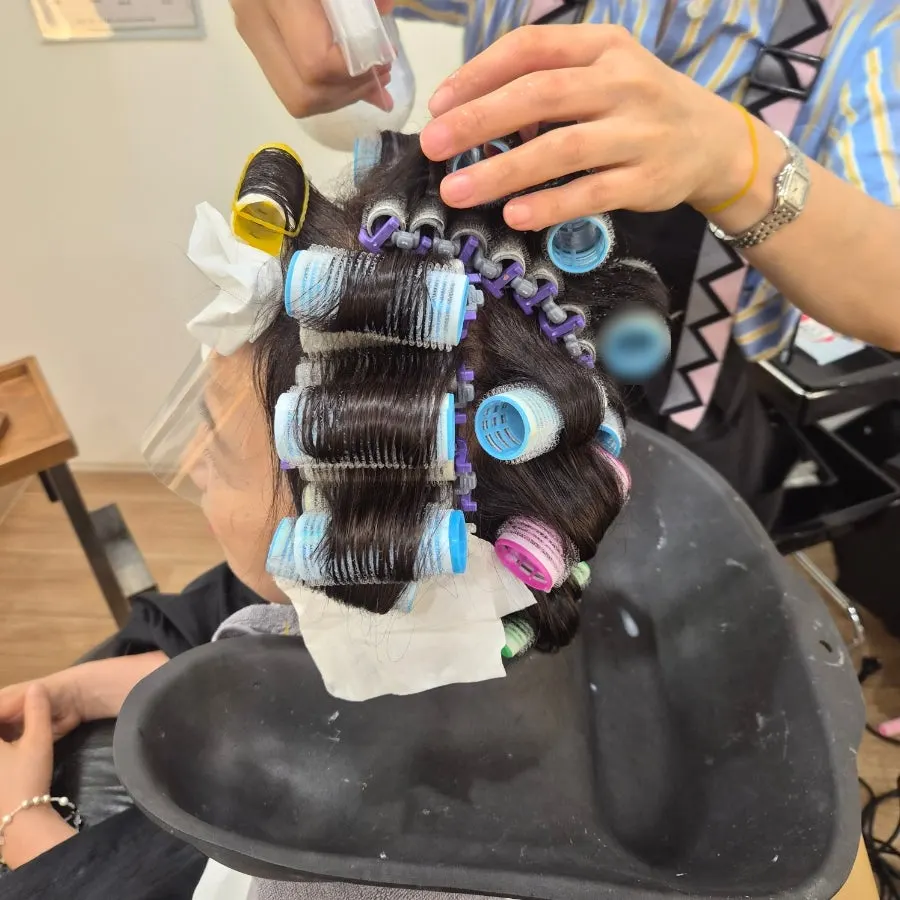 Perm rods rolled up including the front section
