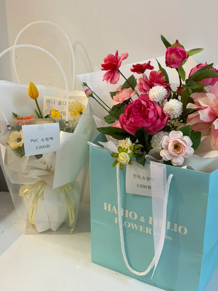 PVC and mint shopping bag options
