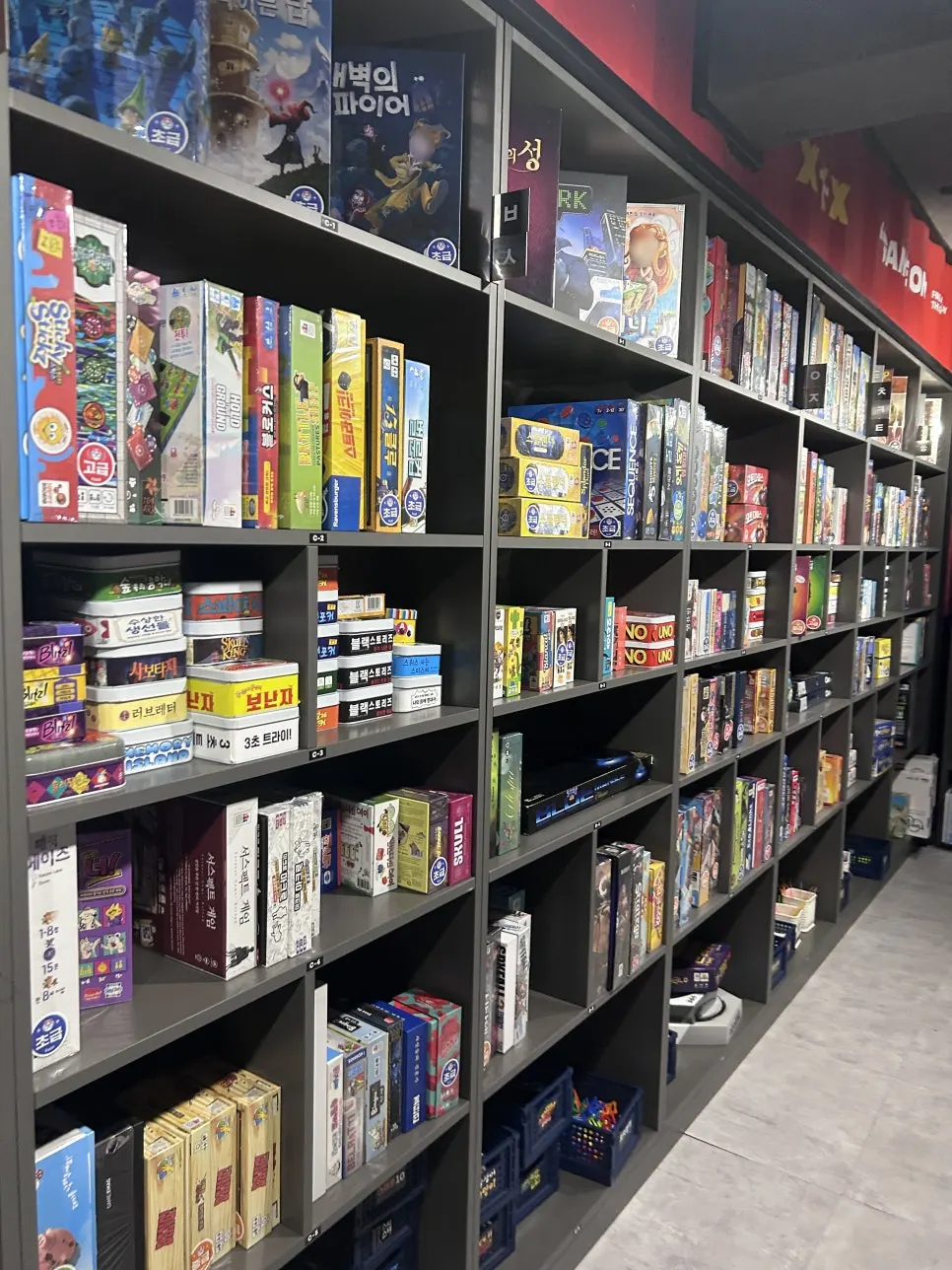 Corner of the store with games on display