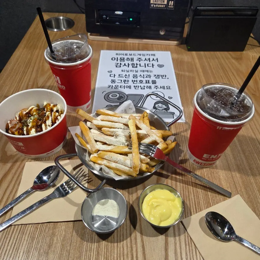 Dinner sorted with rice bowl and fries