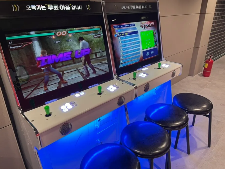 PlayStation setup located outside the rooms