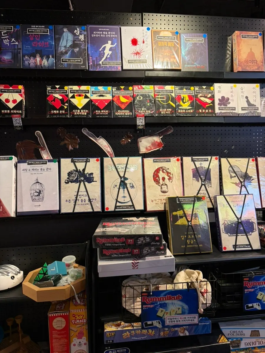 Display of various board games at Hero Board Game Cafe