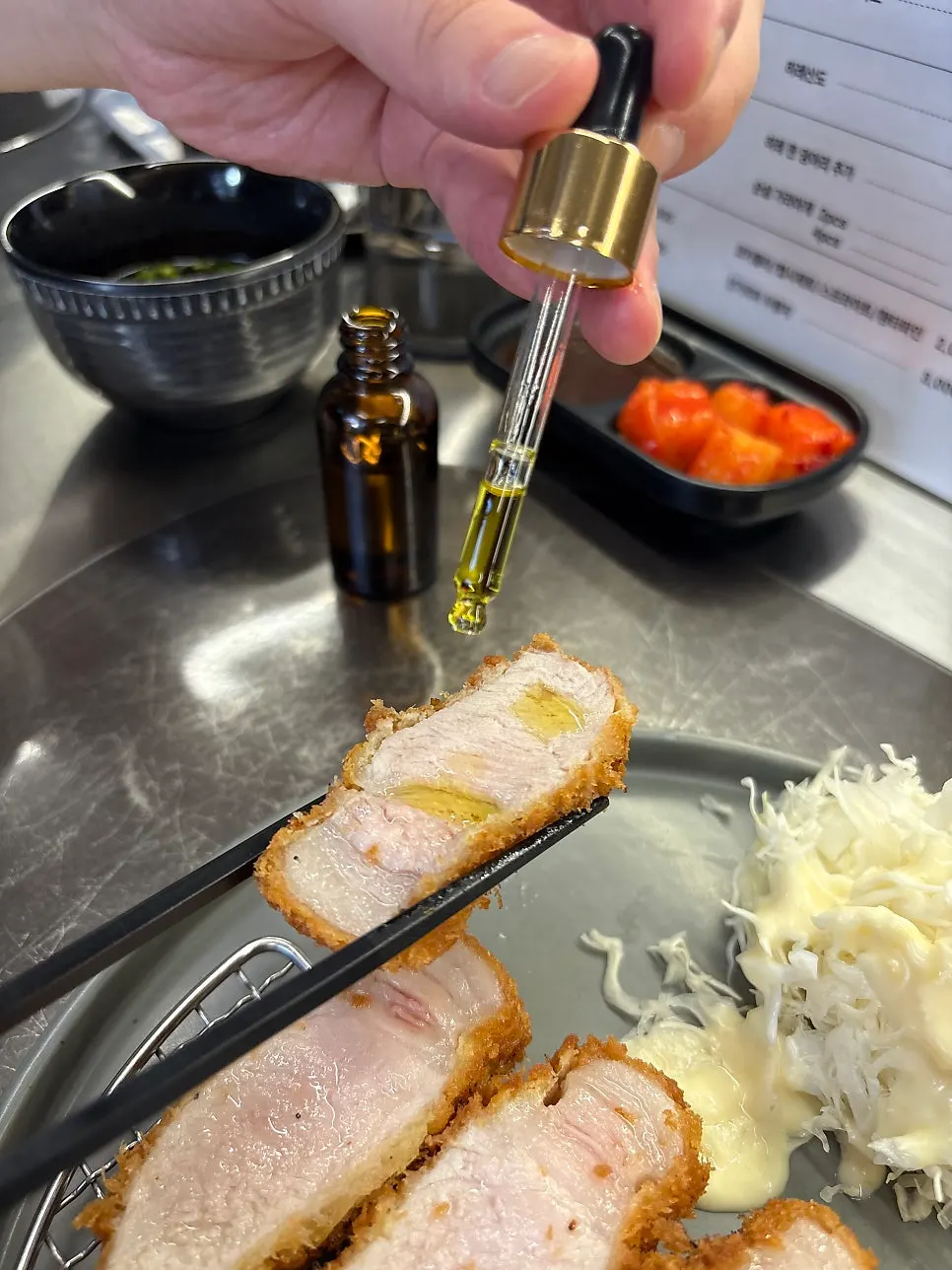Jeju black pork assorted katsu drizzled with truffle oil
