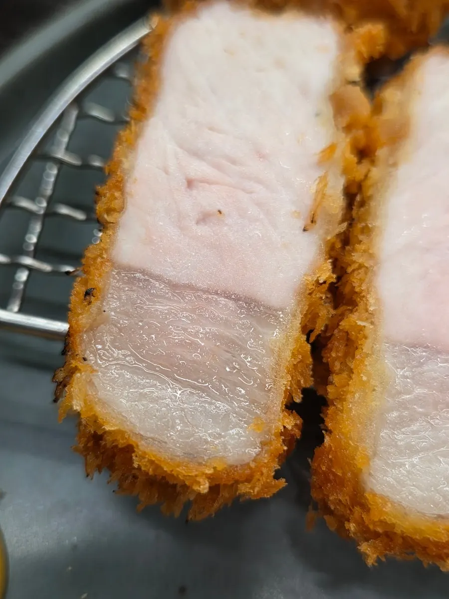 Jeju black pork loin katsu with a glossy fat layer