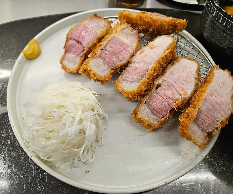 Jeju black pork sang loin katsu with side dishes