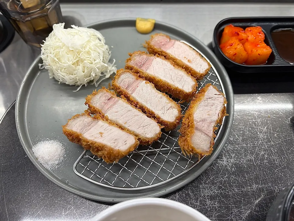 A freshly served plate of Jeju black pork loin katsu