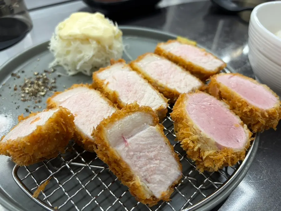 A plate of thick-cut Jeju black pork combo katsu